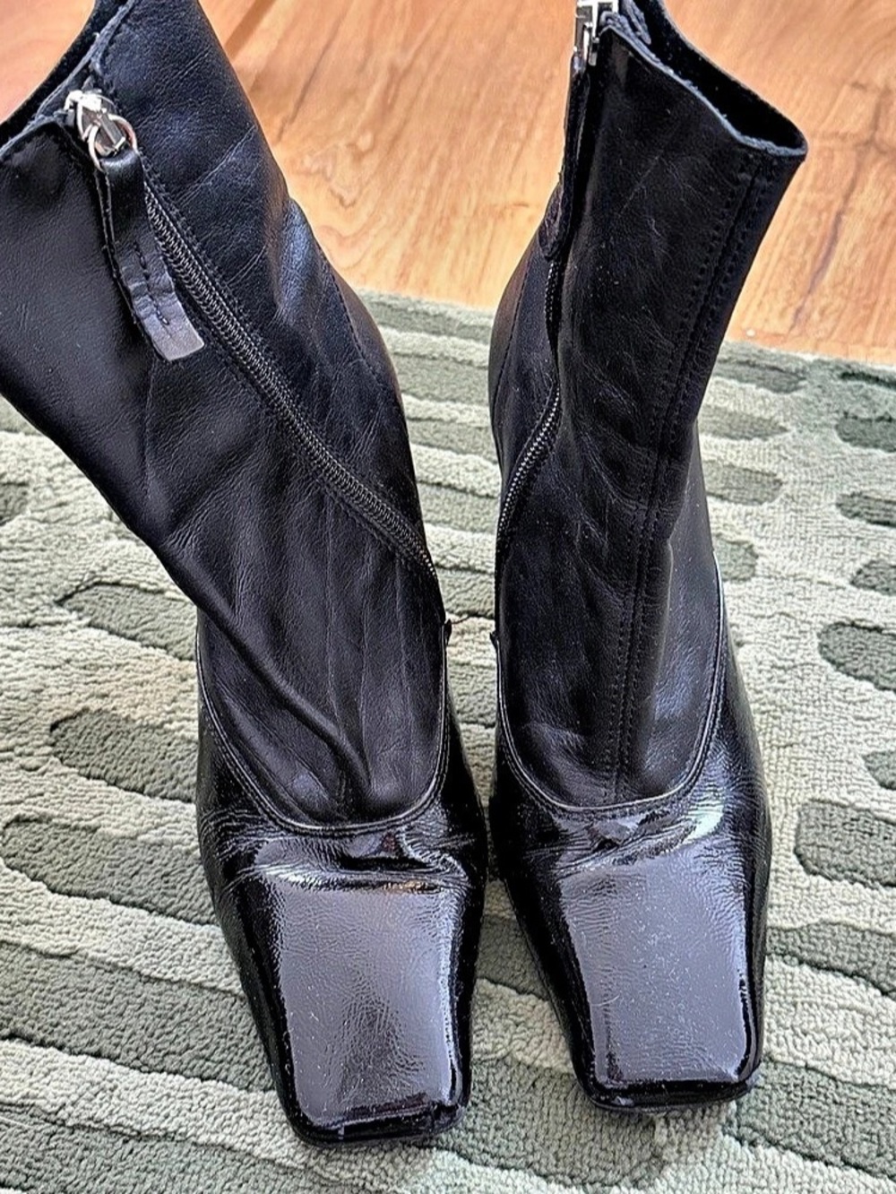 Square Toe Kitten Heel Boots